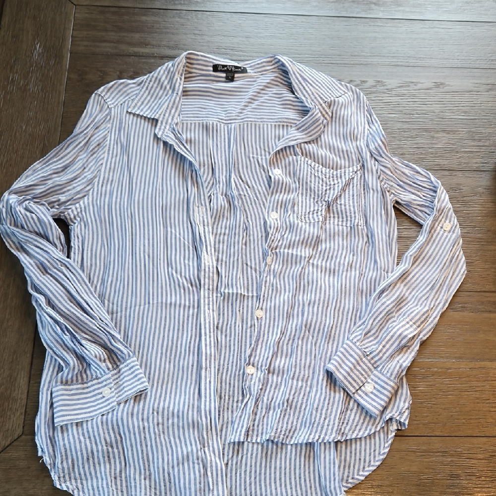 Velvet Heart Blue and White Striped Button Down Shirt